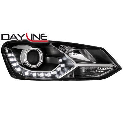 Faros Luz Diurna Vw Polo 6r 09+_Drl Optic_Negro