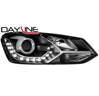 Faros Luz Diurna Vw Polo 6r 09+_Drl Optic_Negro