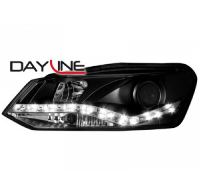 Faros Luz Diurna Vw Polo 6r 09+ _  _ Negro