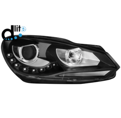Faros Luz Diurna Vw Golf Vi 08+_Drl Optic_Negro Homologacion R87