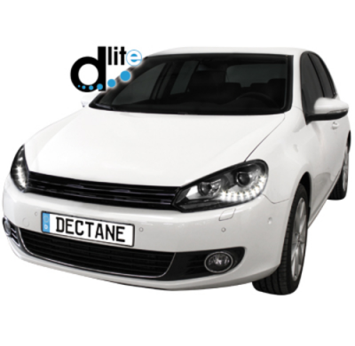 Faros Luz Diurna Vw Golf Vi 08+_Drl Optic_Negro Homologacion R87