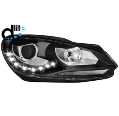 Faros Luz Diurna Vw Golf Vi 08+_Drl Optic_Negro Homologacion R87