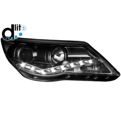 Faros Luz Diurna Vw Tiguan 07-11_Negro Homologacion R87