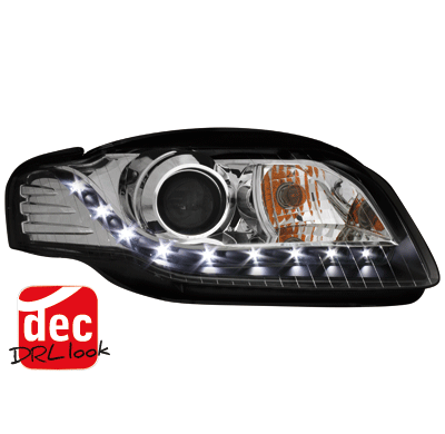 Faros Luz Diurna Audi A4 B7 04-08 Para Xenon De Serie Negro