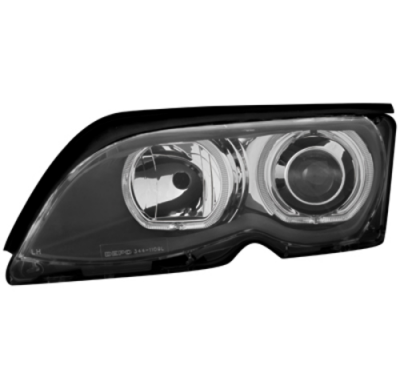 Faros Bmw E46 Lim. 01-04 _ 2 Angel Eyes Negro