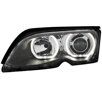 Faros Bmw E46 Lim. 01-04 _ 2 Angel Eyes Negro