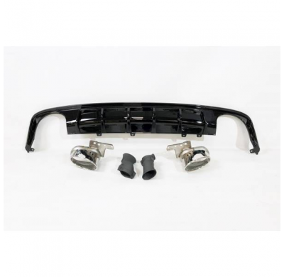 Difusor Trasero Audi A6 / A6 Avant C8 19-21 Look Rs6 Negro Brillante Plástico Abs