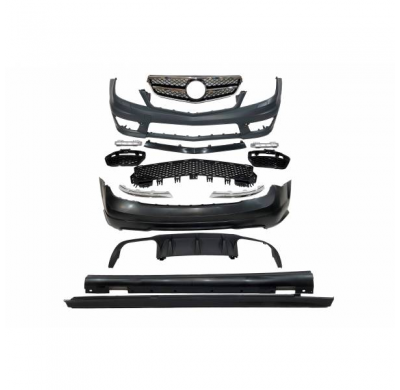 Kit De Carrocería Mercedes W204 4p 2011-2013 Look Amg Parrilla - Plástico Abs