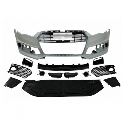 Paragolpes Delantero Audi A6 2015-2018 C7 Look RS6 Carbono fabricado en: Plástico ABS