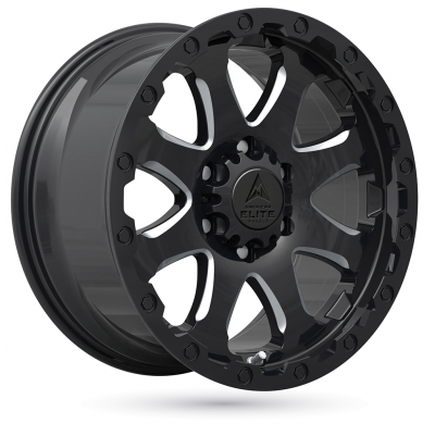 LLANTA ALUMINIO AMERICAN ELITE WHEELS GUARDIAN NEGRO BRILLANTECARA PULIDA 8 x 17 Et:30  5 x 114,3 73