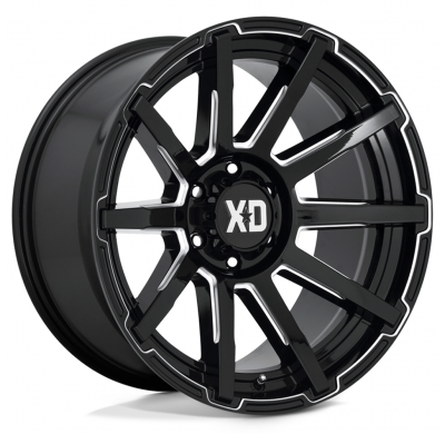 LLANTA ALUMINIO XD OUTBREAK INSERTO PULIDO NEGRO BRILLANTE 10 x 22 Et:-18  5 x 127 71,5