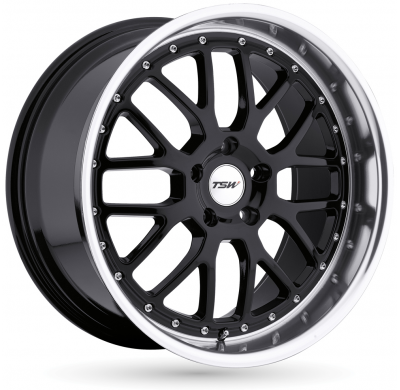 LLANTA ALUMINIO TSW VALENCIA NEGRO BRILLANTE BORDE PULIDO 8 x 17 Et:32  5 x 100 72