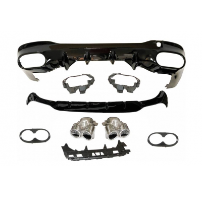 Difusor Trasero Mercedes W118 CLA Look A45 Negro Brillo Plástico ABS