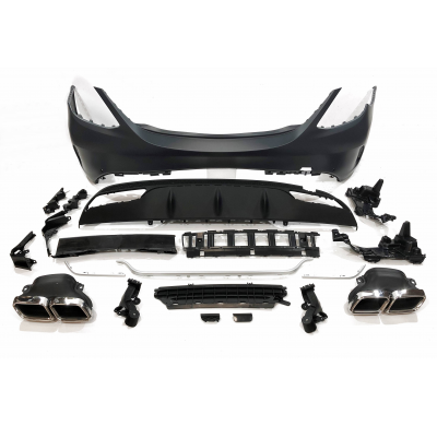 Paragolpes Trasero Mercedes W205 2014-2018 4P Look C63 Colas escape Plástico ABS