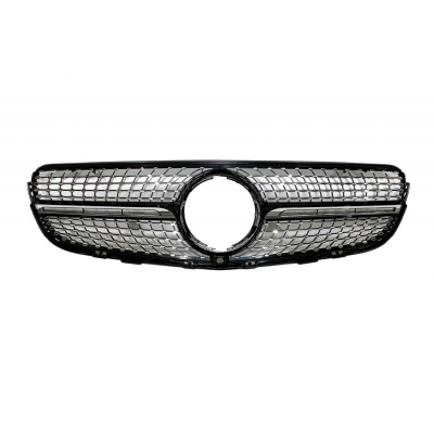 Parrilla Mercedes GLC X253 2015-2019 Diamond Full Black Con Cámara Plástico ABS