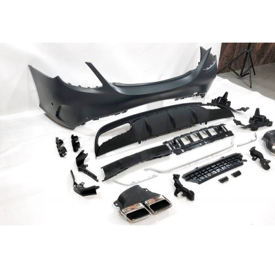 Paragolpes Trasero Mercedes W205 2014-2018 4P Look C63 Colas escape Plástico ABS