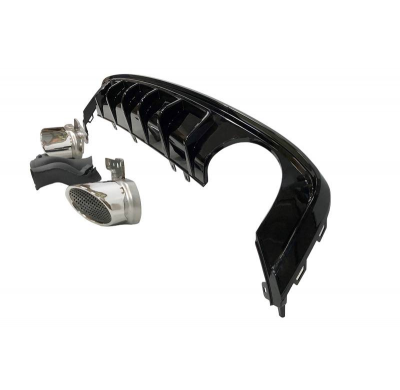 Difusor Trasero Audi A6 / A6 Avant C8 19-21 Look RS6 Negro brillante Plástico ABS