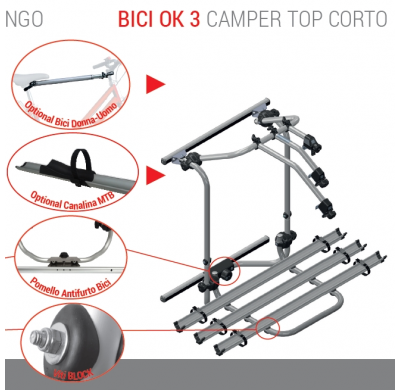 Portabicicletas Fabbri Bici Ok 3 Bicis Camper Top Base Corta
