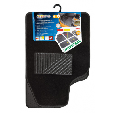 Set 4 Alfombras Universales Moqueta Negro "Cosmo"