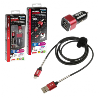 Kit Universal 2 En 1 Apple 8 Pin/Micro Usb Carga Rapida 12/24v