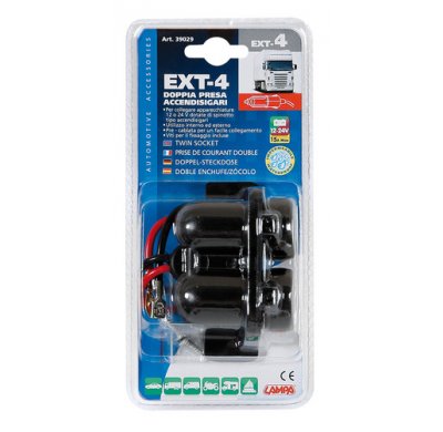 Enchufe Mechero Ext-4 2 Tomas Exterior E Interior Impermeable 12v/24v 15a