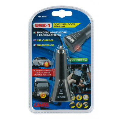 Enchufe Mechero Usb-1 1 Usb 12/24v 500ma