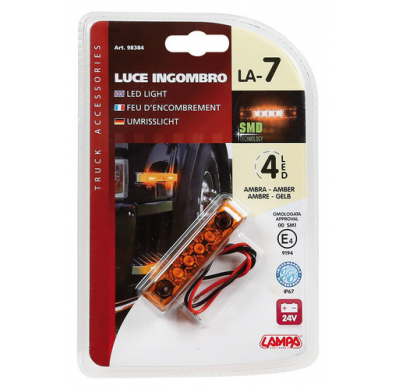 Luz Galibo Impermeable Homologada 4 Leds Smd 24v Ambar