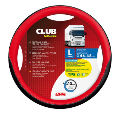 Funda Volante Club Premium Negro Rojo 46-48 Cm
