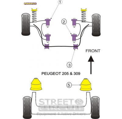 Powerflex Silentblock Rear Bump Stop PEUGEOT 205 Gti & 309 Gti