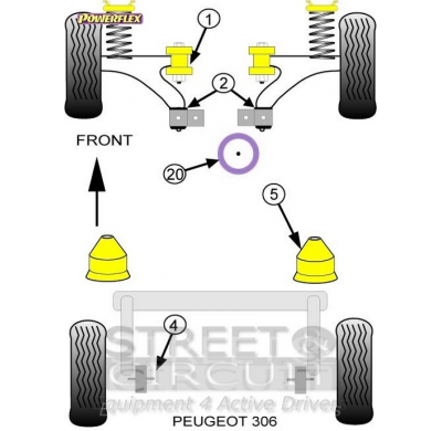 Powerflex Silentblock Front Arm Rear Bush Anti-Lift & Caster Offset PEUGEOT 306
