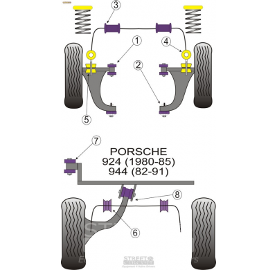 Powerflex Silentblock Front Wishbone Rear Bush PORSCHE 924 and S (all years), 944 (1982 - 1985)