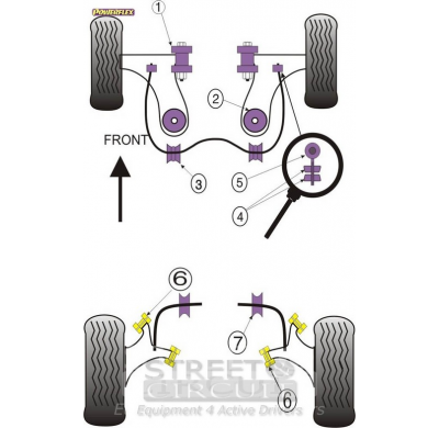 Powerflex Silentblock Front Anti Roll Bar Eye Bolt Bush 22mm OPEL Cavalier/Calibra 4WD inc GSi with independent rear suspension,