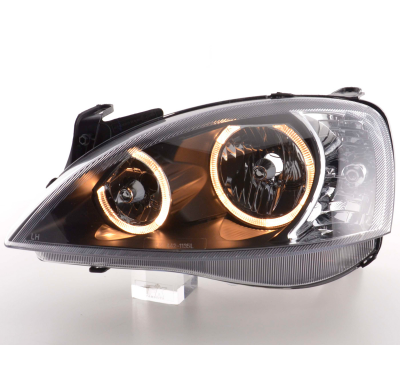 Faros Angel Eyes Opel Corsa C 01-06 Negro