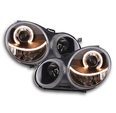 Faros Angel Eyes Vw Polo 9n 01-05 Negro
