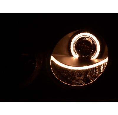 Faros Angel Eyes Vw Polo 9n 01-05 Negro