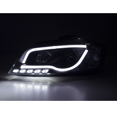 Faros Luz Diurna Con Led Lightbar Audi A3 8p/8pa 08-12 Negro Con Homologacion R87