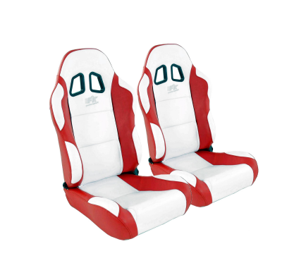 Juego Asientos Deportivos Miami De Cuero Artificial Blanco/Rojo / Fk Automotive