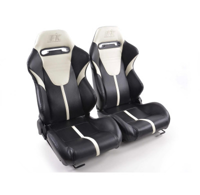 Juego Asientos Deportivos Atlanta Cuero Artificial Negro/Blanco Fk Automotive