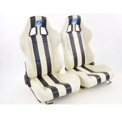 Juego Asientos Deportivos Indianápolis De Cuero Artificial Blanco-Negro Fk Automotive