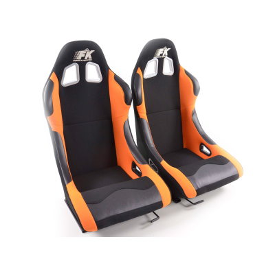 Juego Asientos Deportivos Los Angeles Tela Negro/Naranja Fk Automotive