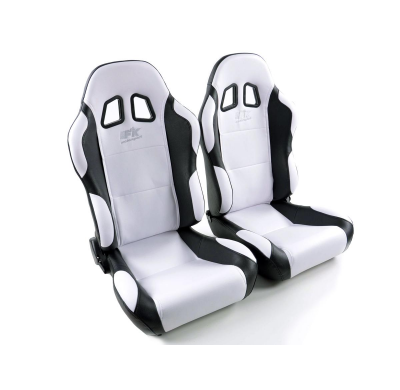 Juego Asientos Deportivos Miami De Cuero Artificial Blanco-Negro Fk Automotive