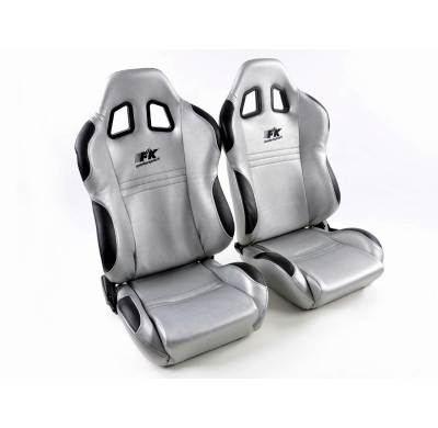 Juego Asientos Deportivos New York Tela De Nueva York Costura Negra Plateada Fk Automotive