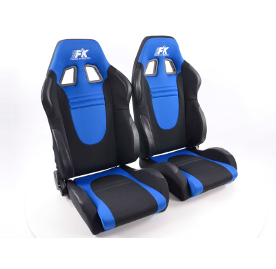 Juego Asientos Deportivos Racecar Tela Negro/Azul Fk Automotive