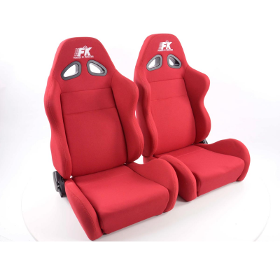 Juego Asientos Deportivos Sport Tela Roja / Fk Automotive