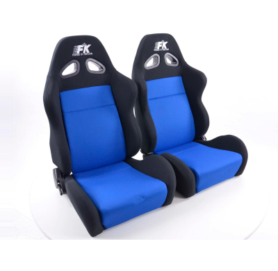 Juego Asientos Deportivos Sport Tela Negro/Azul Fk Automotive