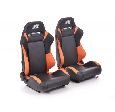 Asientos Deportivos Frankfurt Cuero Artificial Negro/Naranja Fk Automotive