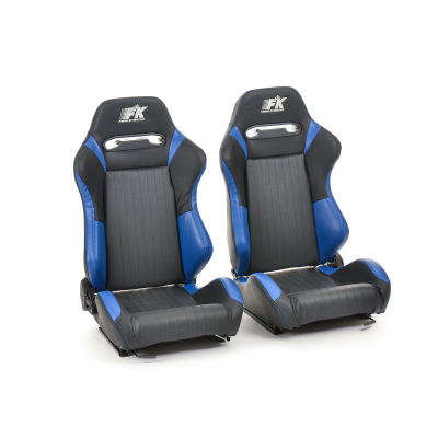 Asientos Deportivos Frankfurt De Cuero Artificial Negro/Azul Fk Automotive