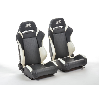 Asientos Deportivos Frankfurt De Cuero Artificial Negro/Blanco Fk Automotive