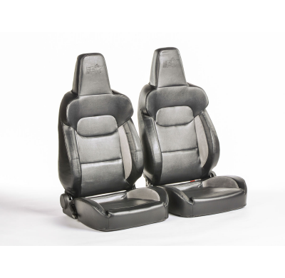 Asientos Deportivos Munchen Cuero Artificial  Negro/Gris. Fk Automotive