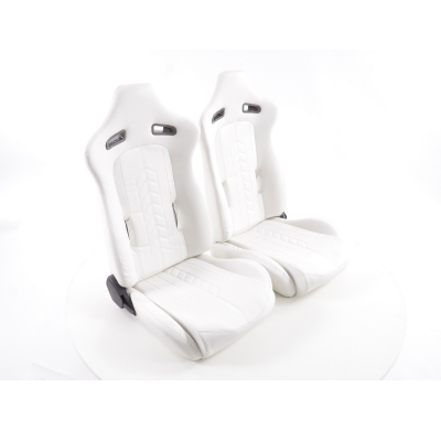 Juego Asientos Deportivos Halbschalensitz Cuero Artificial Costura Blanca Negra Fk Automotive